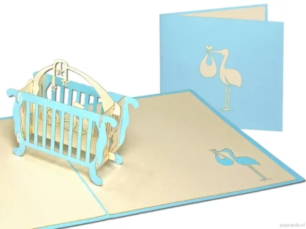 LIN Pop Up 3D Biglietto Di Auguri Per Nascita | Neonato Che Dorme In Culla | Fatto A Mano In Carta Pregiata | Regalo Originale Per Neogenitori