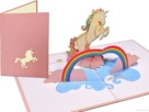 Popcards popupkaarten – Witte Eenhoorn Unicorn met Regenboog paard Verjaardag Meisjes Felicitatie wenskaart 3d kaart