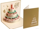 Taart Vrolijke verjaardagstaart met kaars - goud | pop-up verjaardagskaart Popcards.nl tarjeta emergente pastel tarjeta de cumpleaños pastel de cumpleaños tarjeta 3d