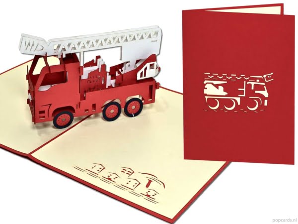 Popcards.nl Brandweerauto brandweer auto brandweerman pop-up wenskaart Popcards.nl Brandweerauto brandweer auto brandweerman pop-up wenskaart