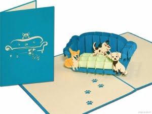 Popcards.nl pop-up kaart wenskaart  honden op een sofa hondjes op een bank bankstel hondenliefhebber pup Popcards.nl pop-up kaart wenskaart  honden op een sofa hondjes op een bank bankstel hondenliefhebber pup