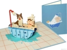 jongen hond badkuip compilatie Kind met hond in bad: Baby shower! Leuke vriendschap pop-up kaart Popcards.nl pop-up kaart wenskaart  jongen met hond in badkuip vriendschap baderen bad