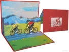Popcards.nl pop up kaart fiets fietsers mountainbikes bikes wielrenners etappes wielersport alpe d’HuZes tour de France wenskaart 3D-kaart