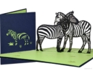 Popcards.nl pop up kaart zebra zebrapad zebra's Afrika paardachtige Equidae wenskaart 3D-kaart