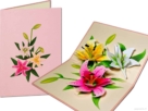 3 lelies compilatie Boeket bloemen 3 Lelies pop-up wenskaart Popcards popupkaarten – 3 lelies witte lelie roze lelie gele lelie bloemen 3d kaart