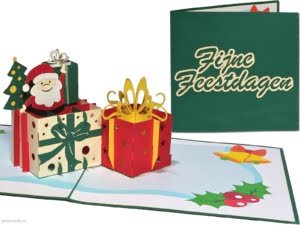 Popcards Pop-up-Karten – Frohe Weihnachten Weihnachtskarte mit Weihnachtsmann und Geschenken 3D-Grußkarte