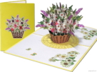 Popcards pop-up cards – Bouquet di margherite in cesto di vimini bouquet misto di fiori biglietto di auguri 3D