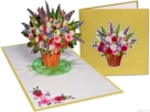 Mixed bouquet of flowers in wicker basket pop-up card Mixed Bouquet of Flowers in Wicker Basket Pop Up Card Image