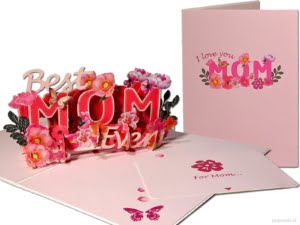 Cartes pop-up Popcards - Carte de voeux 3D Best Mom Mother's Day Dearest Mom Mom