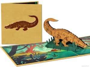 Popcards.nl pop up card crocodile alligator caiman Everglades greeting card 3D card