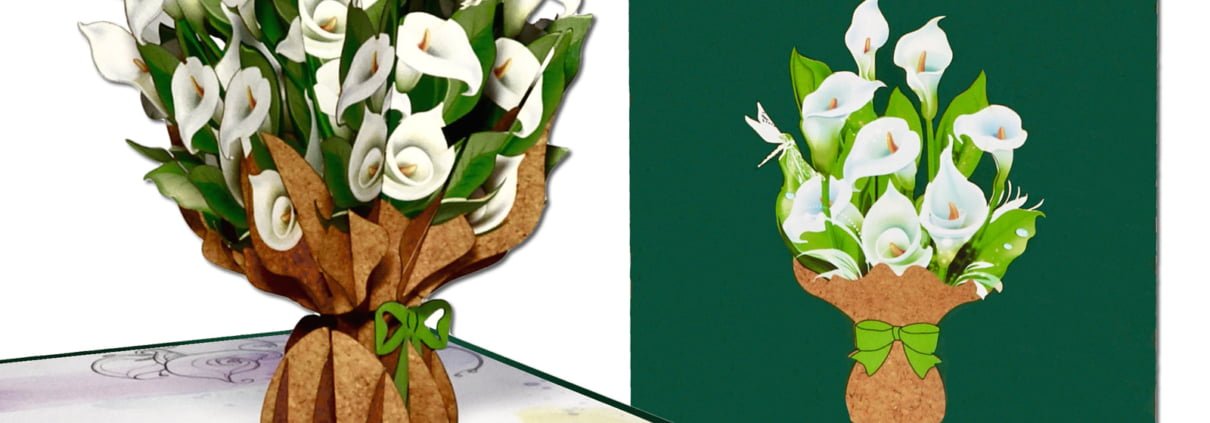 Cartes pop-up cartes pop-up - White Arum Calla Zantedeschia Forest Flowers Vase carte pop-up Carte de voeux 3D Cartes pop-up cartes pop-up - White Arum Calla Zantedeschia Forest Flowers Vase carte pop-up Carte de voeux 3D