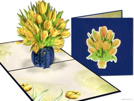 Popcards popup cards – Tarjeta de cumpleaños Spring Flowers Tulip Forest Tulips Flowers Holland Netherlands pop-up card 3D greeting card