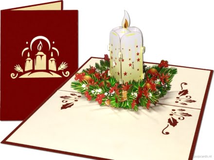 christmas card christmas candle compilation Atmospheric Christmas candle | Pop-up Christmas card with decorated candle on Christmas arrangement Popcards Pop Up Cards – Happy Holidays Happy New Year Christmas Candle Decorated Candle Christmas Wreath Christmas Card 3D Greeting Card
