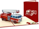 Pop-up Kaart Stoere Brandweerauto met Ladder 3D wenskaart Pop-up Kaart Stoere Brandweerauto met Ladder 3D wenskaart Image
