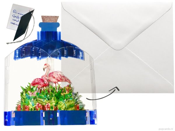 Popcards popupkaarten – Flessenpost Message in a bottle roze flamingo’s pop-up kaart Popcards popupkaarten – Flessenpost Message in a bottle roze flamingo’s pop-up kaart
