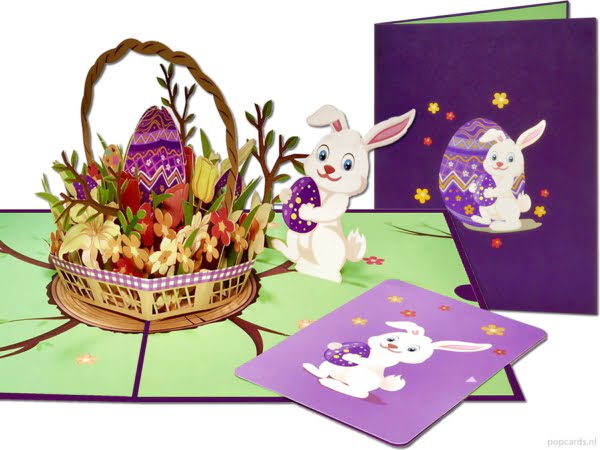 Popcards Popup-Karten – Osterhase Osterhase Kanincheneier Ostereier Froher Korb Ostern 3D-Grußkarte