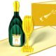 Tarjeta emergente de año nuevo de aniversario de copa de vino de botella de champán Imagen de tarjeta emergente de año nuevo de aniversario de copa de vino de botella de champán