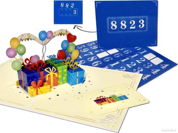 Popcards.nl carte pop-up année faites-le vous-même numéros pour ajuster le code PIN carte de voeux carte 3D Popcards.nl carte pop-up année faites-le vous-même chiffres date réglable année âges code PIN carte de voeux carte 3D