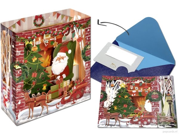 Popcards.nl Pop-up-Karte, Weihnachtskarte, 3D-Box, Sichtbox, Weihnachtsmann, Weihnachtsbaum, Geschenke, Grußkarte, 3D-Karte Popcards.nl Pop-up-Karte, Weihnachtskarte, 3D-Box, Sichtbox, Weihnachtsmann, Weihnachtsbaum, Geschenke, Grußkarte, 3D-Karte