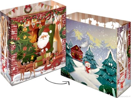 Popcards.nl tarjeta emergente Caja de tarjeta de Navidad 3D Caja de visualización Regalos de árbol de Navidad de Papá Noel Tarjeta de felicitación Tarjeta 3D