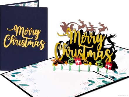 Popcards.nl tarjeta emergente tarjeta de navidad navidad feliz navidad letras doradas tarjeta de felicitación tarjeta 3D
