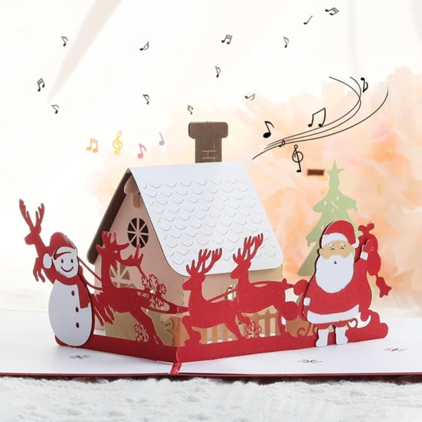 Popcards.nl pop up kaart kerstkaart met muziek Jingle Bells en led licht verlicht huisjes sneeuw besneeuwd landschap kerstboom wenskaart 3D-kaart Popcards.nl pop up kaart kerstkaart met muziek Jingle Bells en led licht verlicht huisjes sneeuw besneeuwd landschap kerstboom wenskaart 3D-kaart