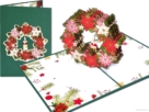 Christmas wreath with poinsettias and candle | Christmas card Pop-up card Christmas wreath with poinsettias and candle | Christmas card Pop-up card Image