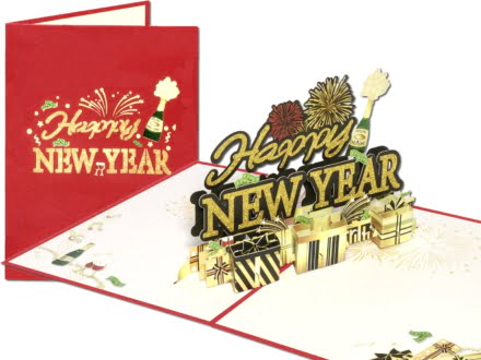 Popcards popup cards - Happy New Year Happy New Year Christmas card Fireworks Champagne Party New Year's party 3D greeting card
