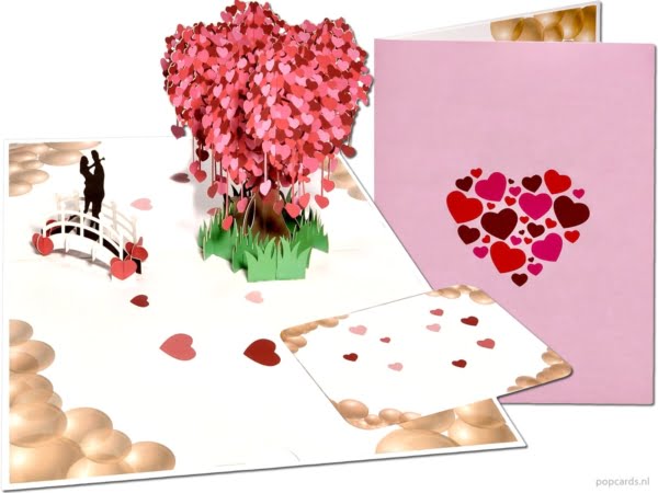 Popcards.nl carte pop up couple romantique amoureux sur un pont avec un sakura cerisier avec coeurs carte de voeux carte 3D Popcards.nl carte pop up couple romantique amoureux sur un pont avec un sakura cerisier avec coeurs carte de voeux carte 3D
