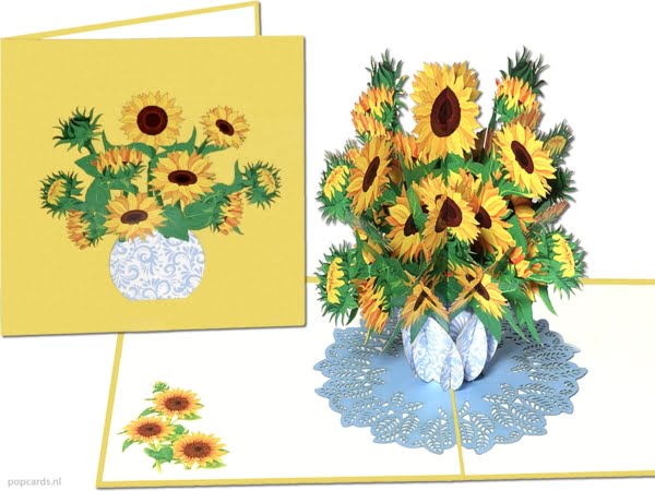 Popcards.nl Pop-Up-Karte, Sonnenblumen, Vincent van Gogh, Maler, Gemälde, Museum, Blumen, Blumenarrangement, Grußkarte, 3D-Karte Popcards.nl Pop-Up-Karte, Sonnenblumen, Vincent van Gogh, Maler, Gemälde, Museum, Blumen, Blumenarrangement, Grußkarte, 3D-Karte