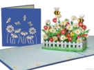margrieten tuintje compilatie lichtblauw Vrolijke bijen in een bloemenperk pop-up wenskaart Popcards biglietti pop-up – Biglietto di compleanno Margriet Poppy Api Fiori Amicizia Amore Coppia Biglietto pop-up di congratulazioni Api Aiuola Aiuola Biglietto di auguri 3D