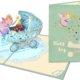 Birth card | Blue crib with sweet fairy for good wishes pop-up card Birth card | Blue crib with sweet fairy for good wishes pop-up card Image