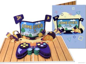 Carte pop-up Popcards - Jeux d'ordinateur de jeu Nintendo Gameboy Console Game Carte de vœux 3D