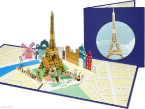 Tarjeta emergente Popcards – París Torre Eiffel París Francia Louvre Pompidou Weekend Away Tarjeta de felicitación 3D