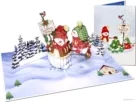 Carte pop-up Popcards – Carte de Noël Bonhomme de neige Arbres de Noël Carte de vœux 3D