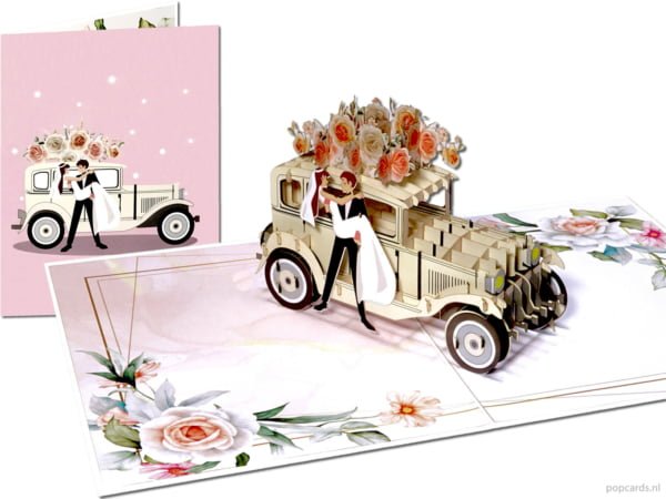 CUTE POPUP - Carte Pop-up De Mariage Avec Mariée Et Marié Dans Une