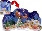 Ganz besonderes Weihnachtskarten-Falttriptychon mit Weihnachtsmann und Rentier in einer zauberhaften Weihnachtslandschaft Ganz besonderes Weihnachtskarten-Falttriptychon mit Weihnachtsmann und Rentier in einer zauberhaften Weihnachtslandschaft