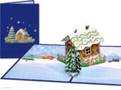 kerst huisje sneeuw compilatie Kerstkaart Romantisch kersthuisje in sneeuwlandschap, kerstboom en cadeautjes pop-up kaart Popcards pop-up card – Pop-up Christmas card Christmas house cottage snow pop-up cards 3D greeting card