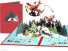 Christmas Card Flying Santa Claus with Christmas Houses in Pine Forest pop-up card Christmas Card Flying Santa Claus with Christmas Houses in Pine Forest pop-up card Image