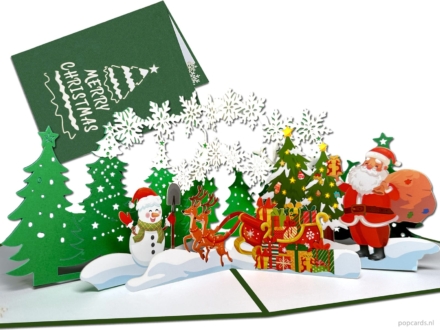 Tarjeta emergente Popcards - Tarjeta de Navidad emergente Feliz Navidad Papá Noel Árbol de Navidad Regalos de trineo Tarjetas emergentes Tarjeta de felicitación 3D
