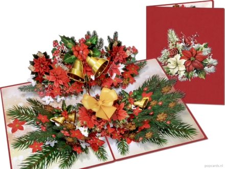 Christmas piece 2 compilation 3D Christmas card Table piece with Christmas stars, pine branches and bells Christmas piece pop-up card Popcards pop-up card – Christmas card Christmas piece Christmas table piece Christmas stars pine branches pine cones sleeve bells Christmas decoration Christmas star 3D greeting card