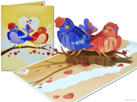 valentijn vogels compilatie Love Birds Liefde Valentijn Samenwonen pop-up wenskaart Popcards pop-up kaart – Valentijnskaart valentijn love birds vogels verliefd 3D wenskaart