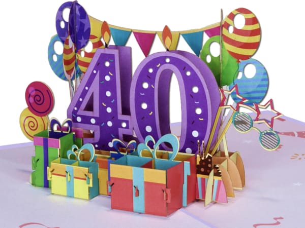 Popcards Pop-Up-Karte – 40 Jahre große Zahlen Geburtstag Jubiläum 3D-Grußkarte Popcards Pop-Up-Karte – 40 Jahre große Zahlen Geburtstag Jubiläum 3D-Grußkarte