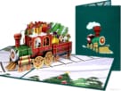 kersttrein compilatie Superleuke Kerstkaart Stoomlocomotief met Vrolijke Dieren pop-up kaart Carte pop-up Popcards – Train de Noël locomotive à vapeur Locomotive de Noël Carte de Noël train locomotive Père Noël Carte de vœux 3D