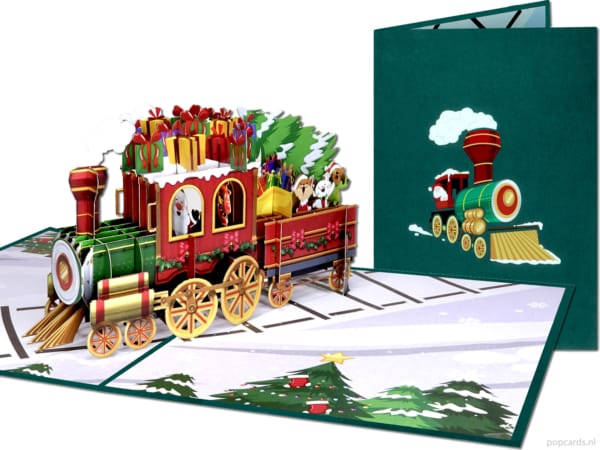 Popcards pop-up kaart – kersttrein stoomlocomotief kerstlocomotief kerstkaart trein locomotief kerstman 3D wenskaart Popcards pop-up kaart – kersttrein stoomlocomotief kerstlocomotief kerstkaart trein locomotief kerstman 3D wenskaart