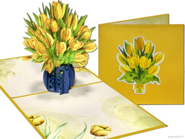 Popcards popup cards – Tarjeta de cumpleaños Spring Flowers Tulip Forest Tulips Flowers Holland Netherlands pop-up card 3D greeting card