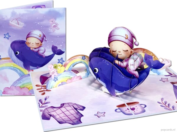 Tarjeta desplegable Popcards: Tarjeta de nacimiento de ballena, nacimiento de niño, niño, niña, tarjeta de felicitación 3D Tarjeta desplegable Popcards: Tarjeta de nacimiento de ballena, nacimiento de niño, niño, niña, tarjeta de felicitación 3D