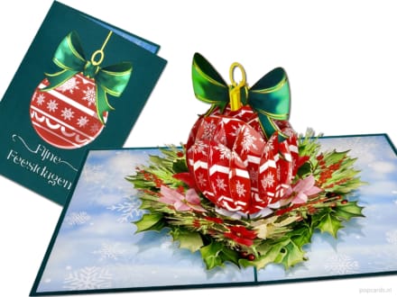 Tarjeta emergente Popcards: hermosa tarjeta navideña con bola navideña decorada, tarjeta de felicitación 3D
