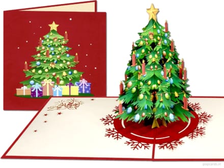 Popcards Pop-Up-Karte – Weihnachtskarte mit geschmücktem Weihnachtsbaum Luxus 3D-Karte Grußkarte