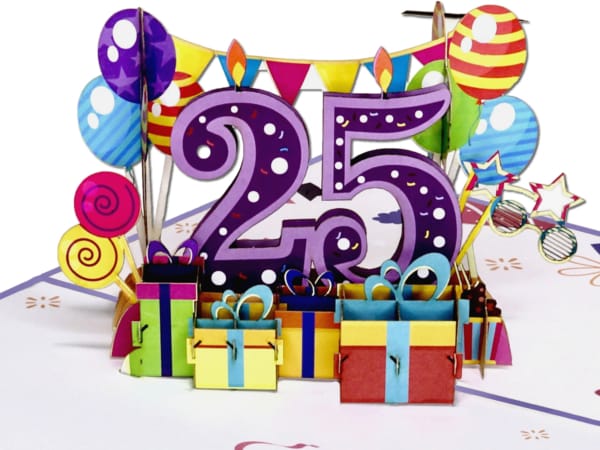 Popcards Pop-Up-Karte – Geburtstagskarte zum 25. Jahrestag, große Zahlen, 3D-Karte, Grußkarte Popcards Pop-Up-Karte – Geburtstagskarte zum 25. Jahrestag, große Zahlen, 3D-Karte, Grußkarte